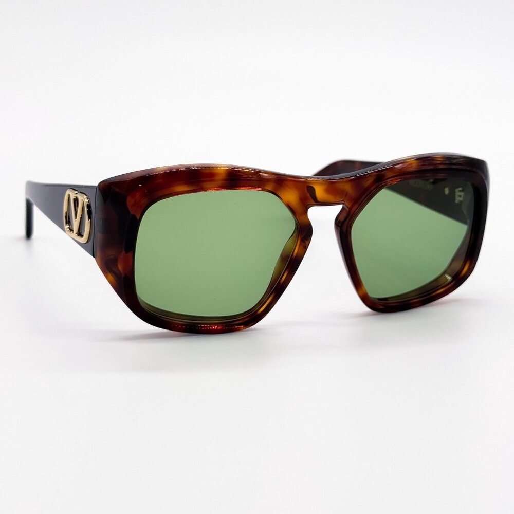 NEW VALENTINO SUNGLASSES VLS-179B HAVANA/GREEN GEOMETRIC WOMEN EYEWEAR